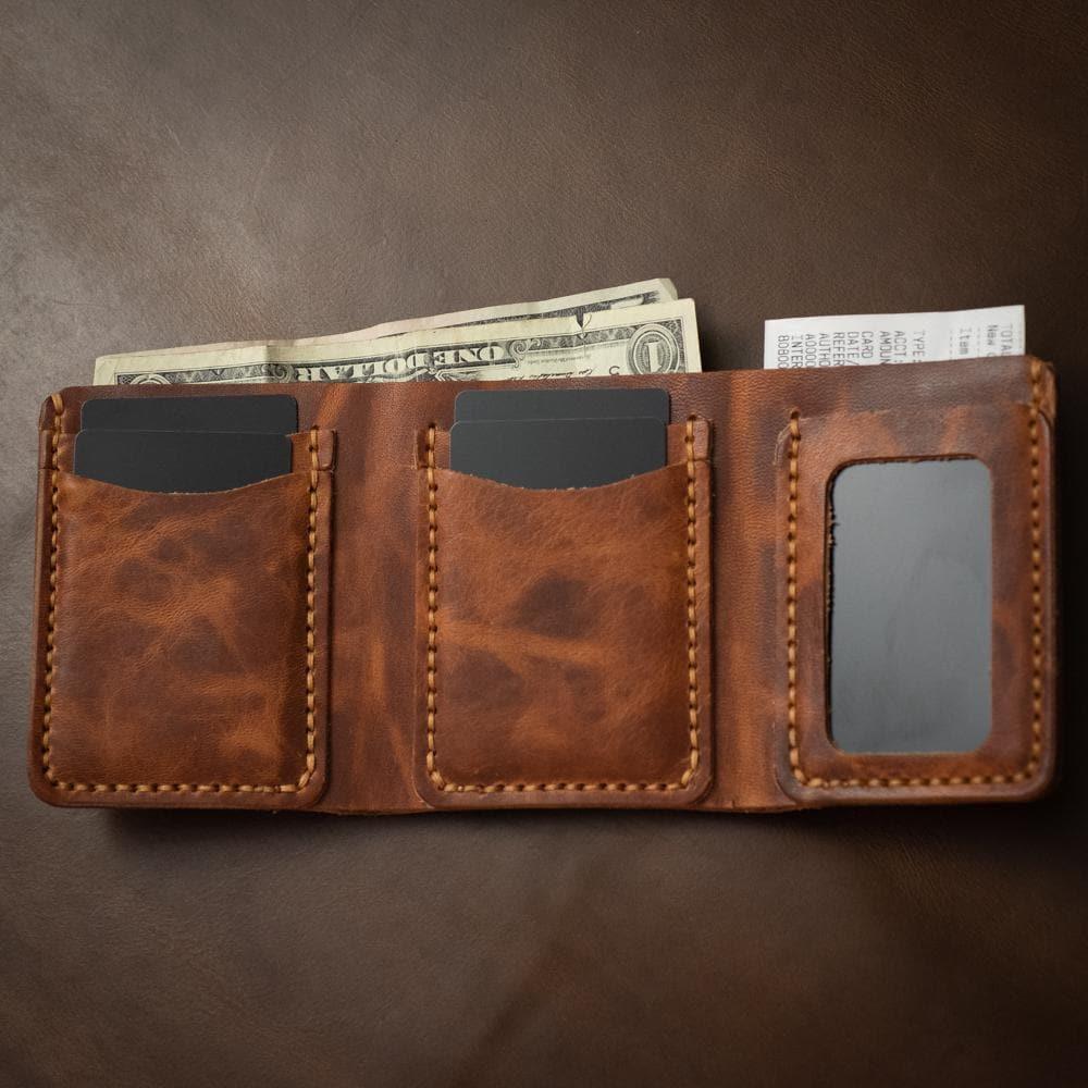 LEATHER TRIFOLD WALLET - ENGLISH TAN